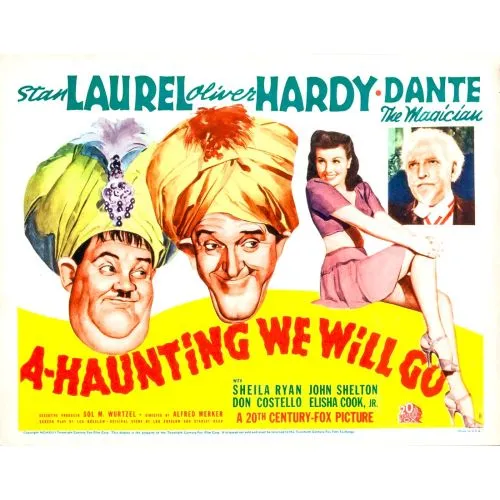 A-Haunting We Will Go Film Posteri A-Haunting We Will Go film posteri, bu klasik filmi tanımlayan ürkütücülük ve mizahı