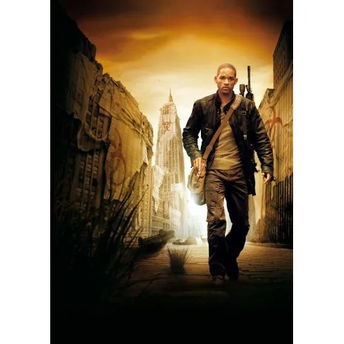 Ben Efsaneyim Film Posteri Ben Efsaneyim film posteri, hikayenin post-apokaliptik ortamına bir bakış sunuyor. Francis Lawrence