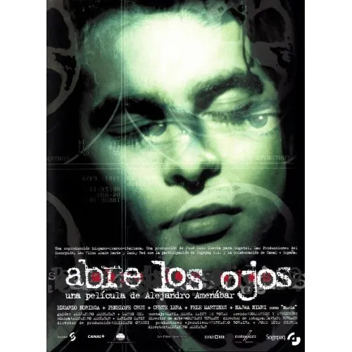 Abre Los Ojos Movie Poster The movie Abre los Ojos, directed by Alejandro Amenábar, takes us on a psychological journey. It