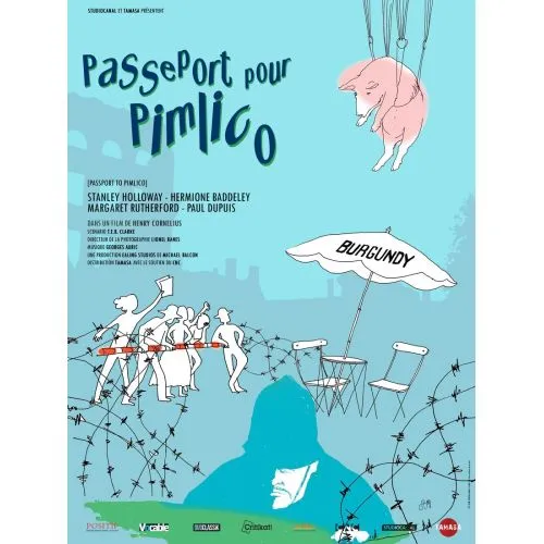 Passport To Pimlico Movie Poster This film poster is a vintage artwork that represents the 1949 British comedy movie, Passport