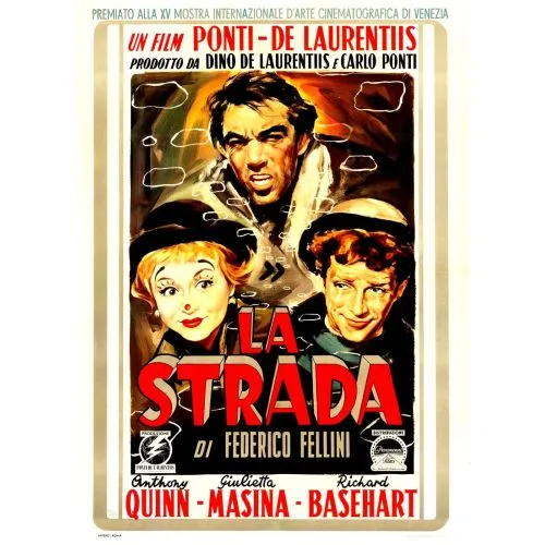 La Strada Movie Poster Poster PrintsThe La Strada movie poster depicts a powerful scenario from the renowned Italian drama film.