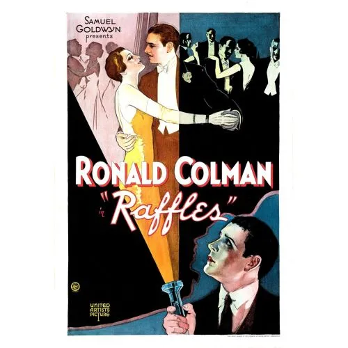 Raffles Film Posteri Raffles film posteri, filmdeki ilginç hikayeyi ima ederken, ana yıldızlarını sergileyerek izleyicileri