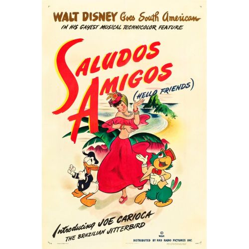Saludos Amigos Movie Poster The Saludos Amigos movie poster reflects the vibrant, animated world of this popular Disney feature