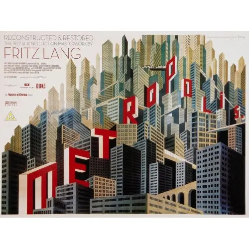 Metropolis Film Posteri Metropolis film posteri, yönetmen Fritz Lang tarafından tasarlanan geleceğe dair distopik bir şehir