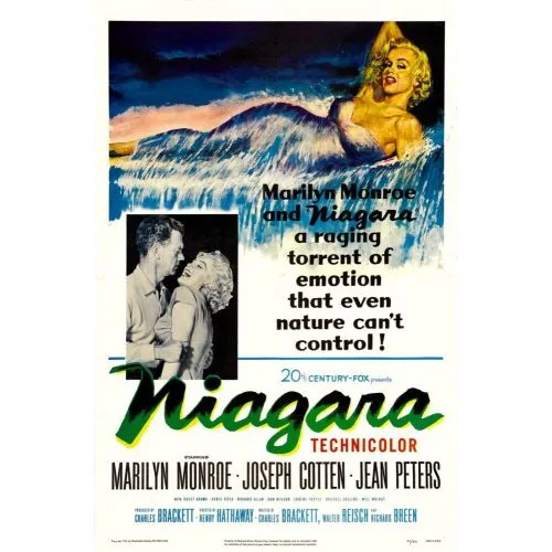 Niagara Film Posteri Niagara, Marilyn Monroe, Joseph Cotten ve Jean Petersin başrollerini paylaştığı, efsanevi şelalenin