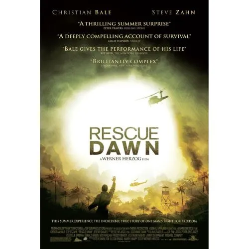 Rescue Dawn Movie Poster The movie poster for Rescue Dawn provides a striking visual synopsis of this harrowing survival drama.
