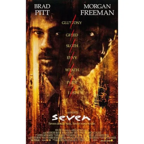 Se7en Movie Poster The Se7en movie poster encapsulates the atmospheric tension and grim storytelling that has come to define this