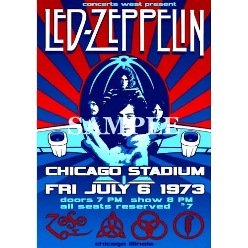 Led Zeppelin Poster 3 Poster Led Zeppelin Poster 3 features a striking image of the band with vibrant colors and dynamic