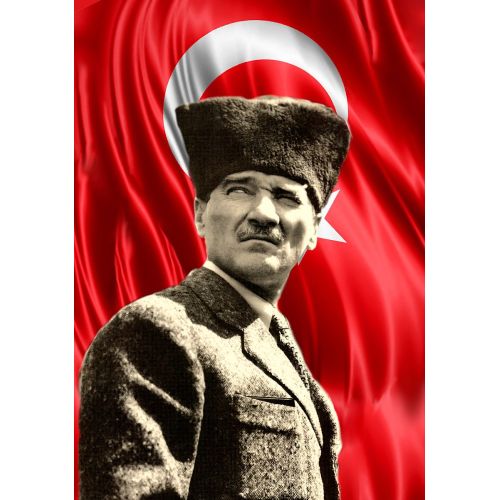 Mustafa Kemal Atatürk, Bayrakla Kalpaklı Portre 42 Mustafa Kemal Atatürk, Bayrakla Kalpaklı Portre 42, bir milli kahraman ve