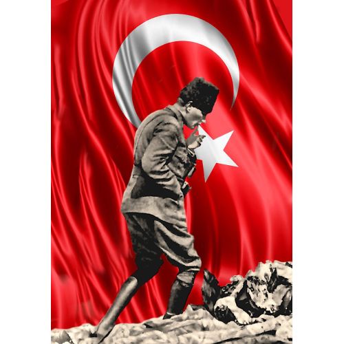 Mustafa Kemal Atatürk, Afyon Kocatepe Bayrakla Portre 35 Mustafa Kemal Atatürk, Afyon Kocatepe Bayrakla Portre 35