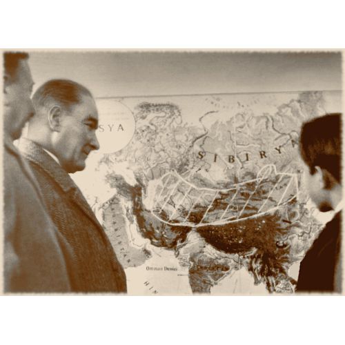 Mustafa Kemal Atatürk, Bir Öğrenciyle Harita Önünde Mustafa Kemal Atatürk, Bir Öğrenciyle Harita Önünde