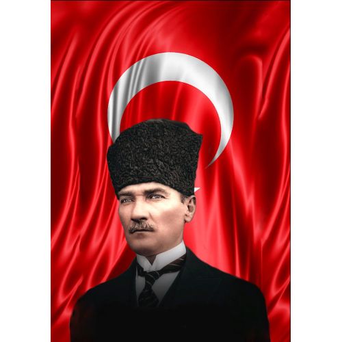 Mustafa Kemal Atatürk, Bayrak Ve Kalpakla Portre 48 Mustafa Kemal Atatürk, Bayrak Ve Kalpakla Portre 48