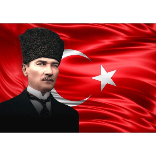 Mustafa Kemal Atatürk, Arka Planda Bayrakla Portresi 37 Mustafa Kemal Atatürk, Arka Planda Bayrakla Portresi 37