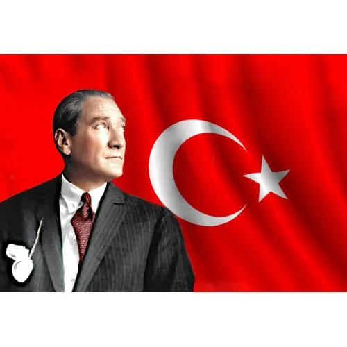 Mustafa Kemal Ataturk, Portrait With Flag 41 Bayraklı Portrait 41, an impressive depiction of the founder of the Republic of