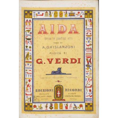 Giuseppe Verdi, Aida Vocal Score Title Page Opera Poster The Giuseppe Verdi, Aida Vocal Score Title Page Opera Poster features