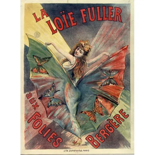 Loie Fuller, Folies Bergere Poster Vintage Loie Fuller, Folies Bergere Poster The Loie Fuller, Folies Bergere Poster features a stunning image of Loie Fuller in one of her