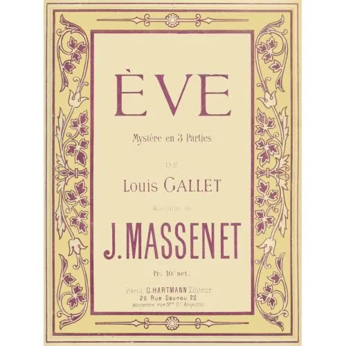Massenet, Eve Oratorio Poster The Massenet, Eve Oratorio Poster features a stunning design highlighting the powerful theme of the