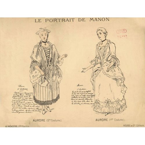 Costumes For Aurore In Jules Massenets Le Portrait De Manon Opera Poster The costume for Aurore in Jules Massenets Le Portrait