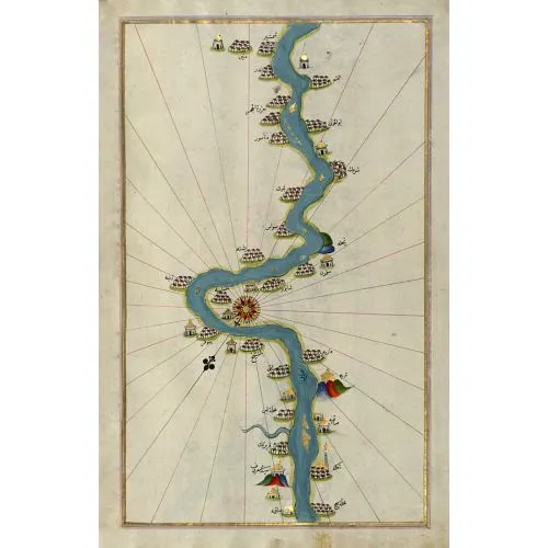 Piri Reis Nil Sidi Musa Nehrindeki Oases Ve Köylerin Haritası Posteri Piri Reis Nil Sidi Musa Nehrindeki Oases Ve Köylerin