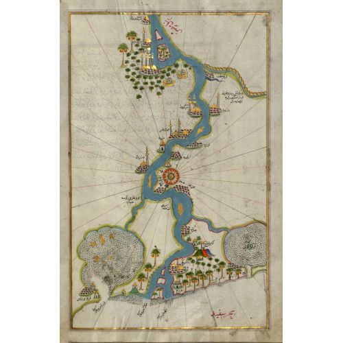 Piri Reis Map Of The River Nile From Its Estuary South Poster The Piri Reis Map of the River Nile from its Estuary South Poster