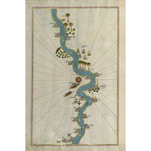 Piri Reis Çeşitli Oases İle Nil Nehri Haritası Posteri