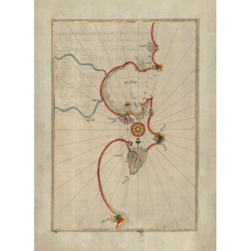 Piri Reis, Map of the Eastern Mediterranean Coastline with the Cities of Jaffa and Caesarea  Piri Reis Posters