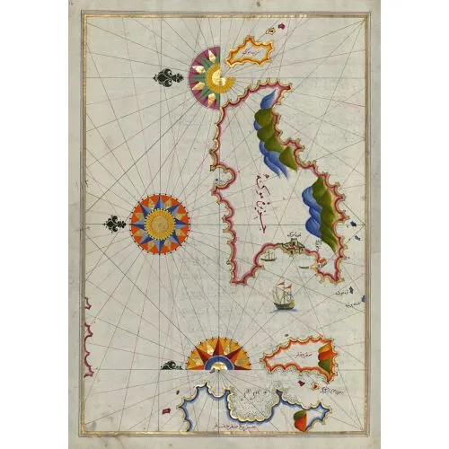 Piri Reis Ege Denizindeki Mikonos Adası Haritası Posteri Piri Reisin Ege Denizindeki Mikonos Adası Haritası Posteri, tarihi