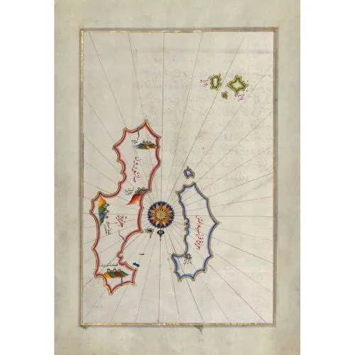 Piri Reis, Girit'in Kuzeyindeki Ege Denizi'ndeki Santorini ve Thera Adaları Haritası  Piri Reis Poster