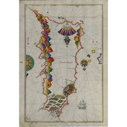 Piri Reis Rodos Adası Haritası Posteri Piri Reis Rodos Adası Haritası Posteri