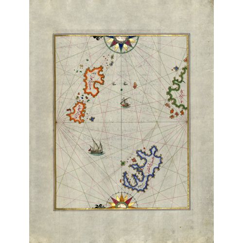 Piri Reis Leros Ve Patmos Dahil Doğu Ege Denizi'nin Çeşitli Adalarının Haritası Posteri