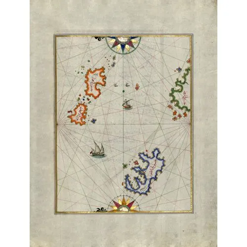 Piri Reis Leros Ve Patmos Dahil Doğu Ege Denizinin Çeşitli Adalarının Haritası Posteri Piri Reis Leros Ve Patmos Dahil