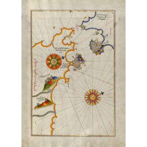 Piri Reis Map Of Southern Spain And Morocco With The Cities Of Gibraltar Ceuta And Tetouan Poster The Piri Reis Map of Southern