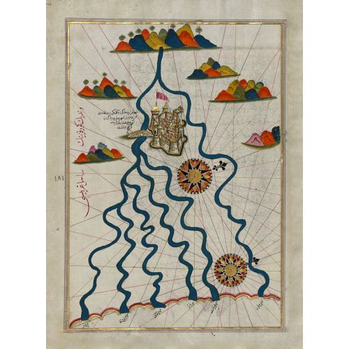 Piri Reis Venedik Körfezi'ne Akan Altı Nehir İle Ferrara Şehri Haritası Posteri