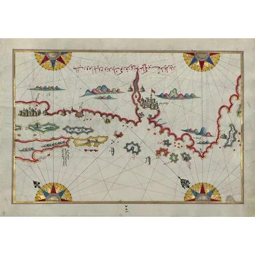 Piri Reis Sibenik Zadar Arası Kıyı Şeridi Ve Adalar Haritası Posteri Piri Reisin Sibenik ile Zadar arasındaki kıyı
