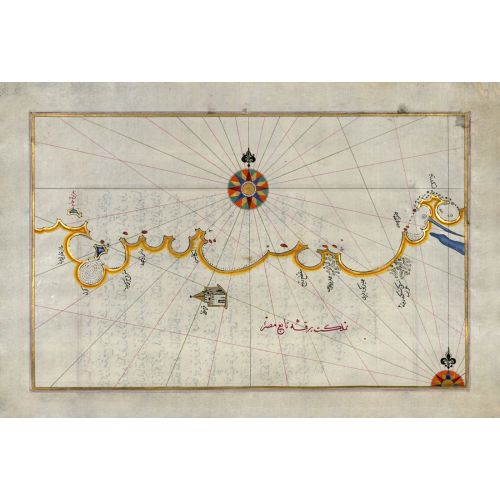 Piri Reis Matruh Eastten İskenderiyeye Doğru Mısır Sahili Haritası Posteri Piri Reisin Matruhtan İskenderiyeye Doğru