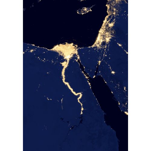 Nile River Delta At Night Poster
