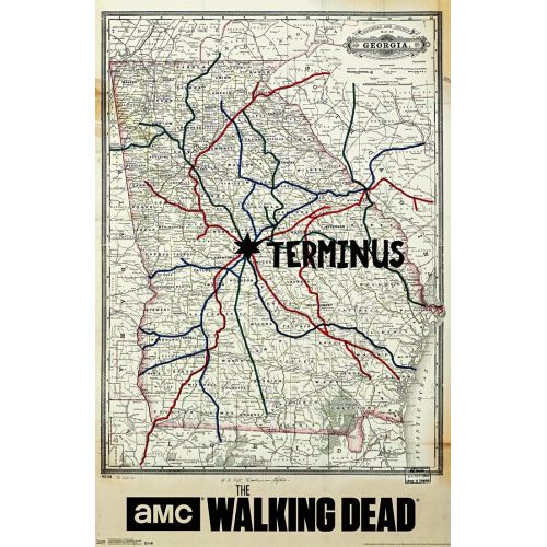 The Walking Dead Map Poster The Walking Dead Map Poster