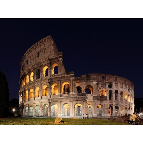 Geniş Açıyla Roma Kolezyum Gece Posteri