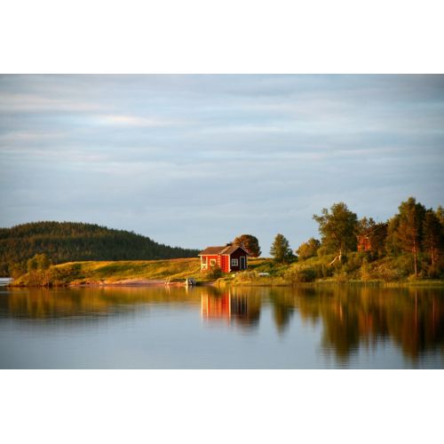Red Lake House Seascape Poster The Red Lake House Seascape Poster features a stunning seascape scene with a cozy red house