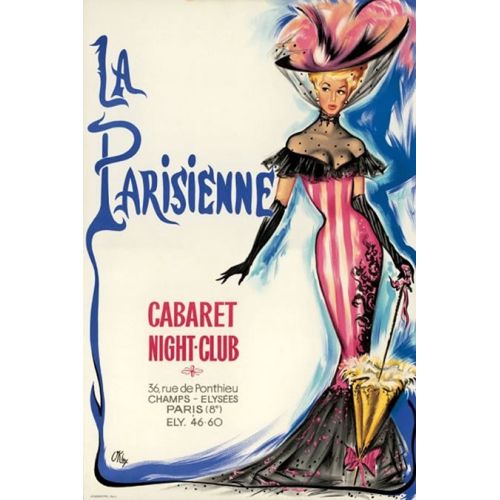 La Parisienne Cabaret Night Club Vintage Poster