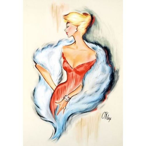 Woman In Red Dress Vintage Poster