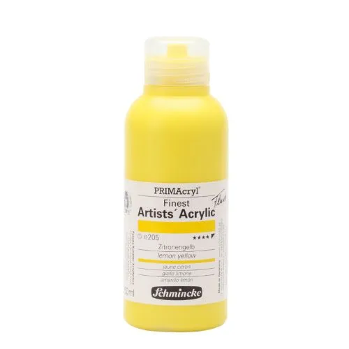 Schmincke Primacryl Finest Artists Acrylic Lemon Yellow 205 Acyrylic Paint 250 Ml Acrylic Paint Paint Schmincke PRIMAcryl Finest