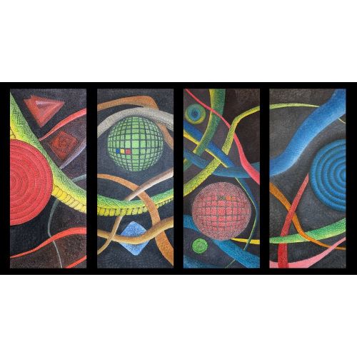 Anadolu, Oğuzhan Oğuz Tuval üzerine Yağlı Boya çalışması / Toplam 50x120cm  4 parça 200x120 cm   Yağlıboya Tablo