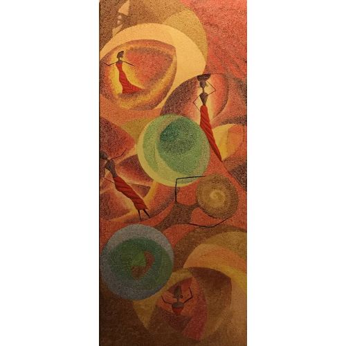 Siyahi Kadınlar 5, Oğuzhan Oğuz Tuval üzerine Yağlı Boya çalışması / Toplam 50x120cm     Yağlıboya Tablo Orijinal