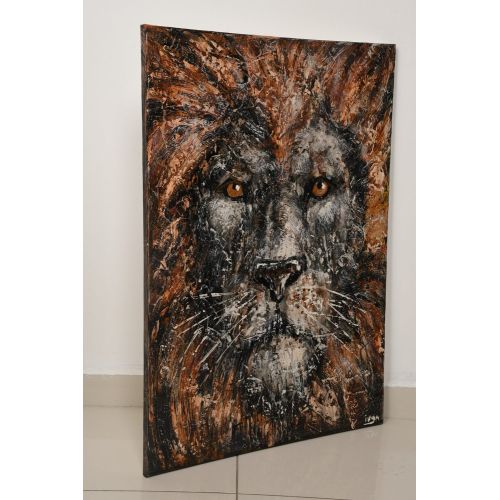 Aslan, YevhenIIa Potapova TUVAL, AKRİLİK BOYA, EN MODERN MULTİKATLI TEKNİK, DOKULU, ÇERÇEVESİZ, ASKISIZ,KENARLARI BOYALI