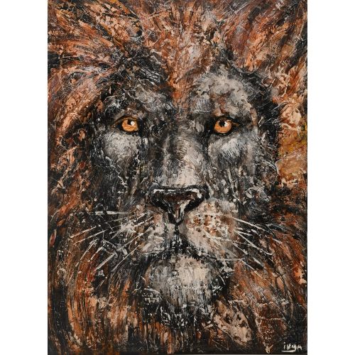 Aslan, YevhenIIa Potapova TUVAL, AKRİLİK BOYA, EN MODERN MULTİKATLI TEKNİK, DOKULU, ÇERÇEVESİZ, ASKISIZ,KENARLARI BOYALI