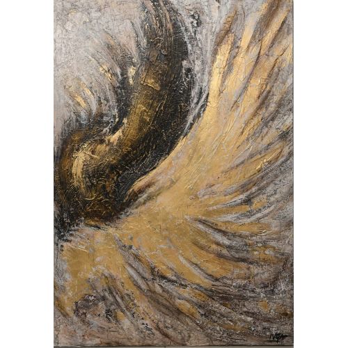 Kanatlar, YevhenIIa Potapova TUVAL, AKRİLİK BOYA, ALTIN YAPRAKLI, EN MODERN MULTİKATLI TEKNİK, DOKULU, ÇERÇEVESİZ