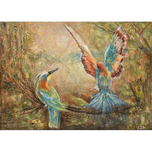 Cennet Kuşları, YevhenIIa Potapova TUVAL, AKRİLİK BOYA, EN MODERN MULTİKATLI TEKNİK, DOKULU, ÇERÇEVESİZ