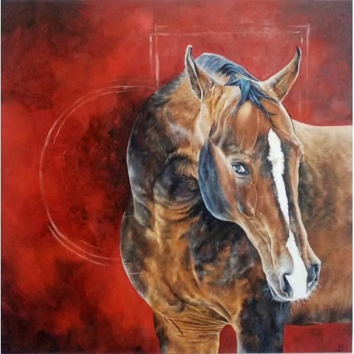Asil At, Serenay Serenay Türkyılmaz 100x100cm, Tuval üzerine yağlı boya,  çerçevesiz Yağlıboya Tablo Orijinal Tablo