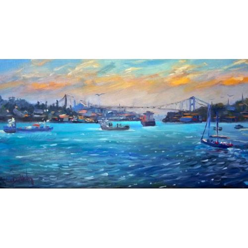 Bosphorus, Aytaç Dutkin Oil painting on MDF - unframed Oil Paint Paintings